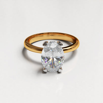 Delicate Serenity: 18ct Yellow gold oval-cut diamond engagement ring with Platinum head