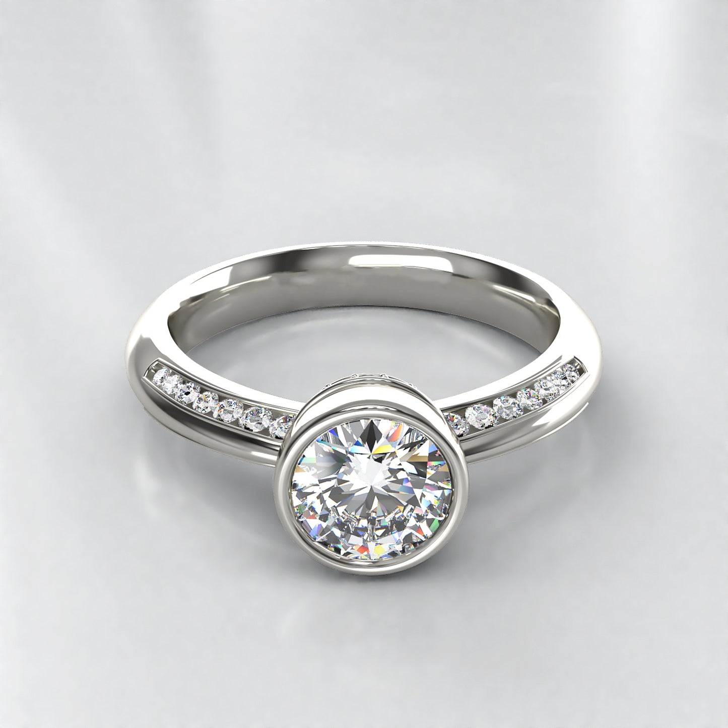 Elsbeth: 18ct White Gold Engagement Ring with Diamond Set Shoulders