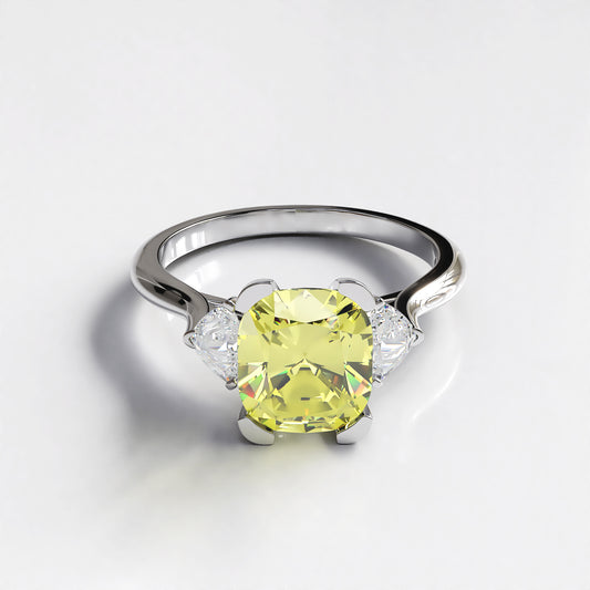 Sunshine: 1ct Yellow Diamond Platinum Engagement Ring with Diamond Shoulders