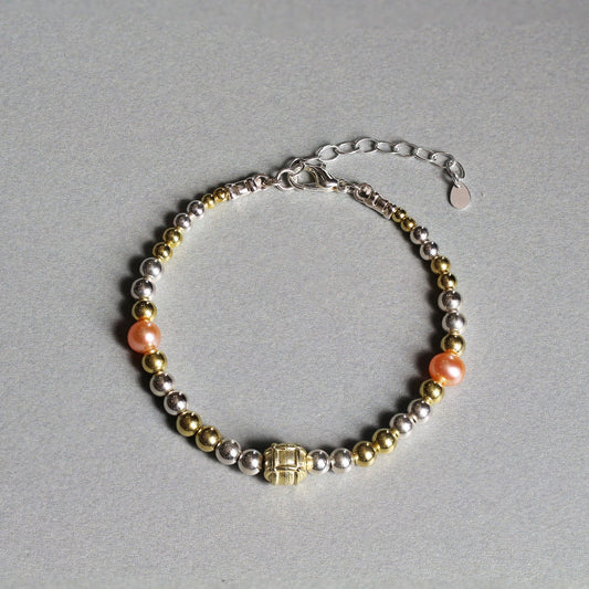 Midsummer Night's Pearl Collection: Desdemona Bracelet - Peach Pearl Bracelet - Neil Rayment Goldsmiths