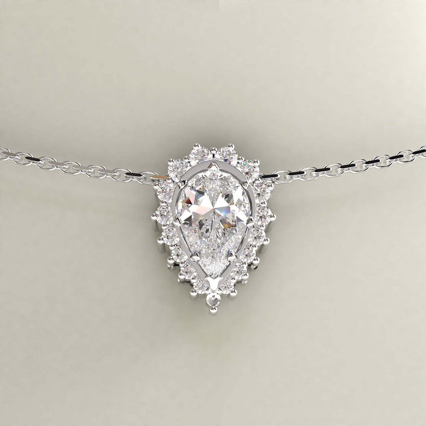 Pear Drop: 18ct White Gold Diamond Pendant