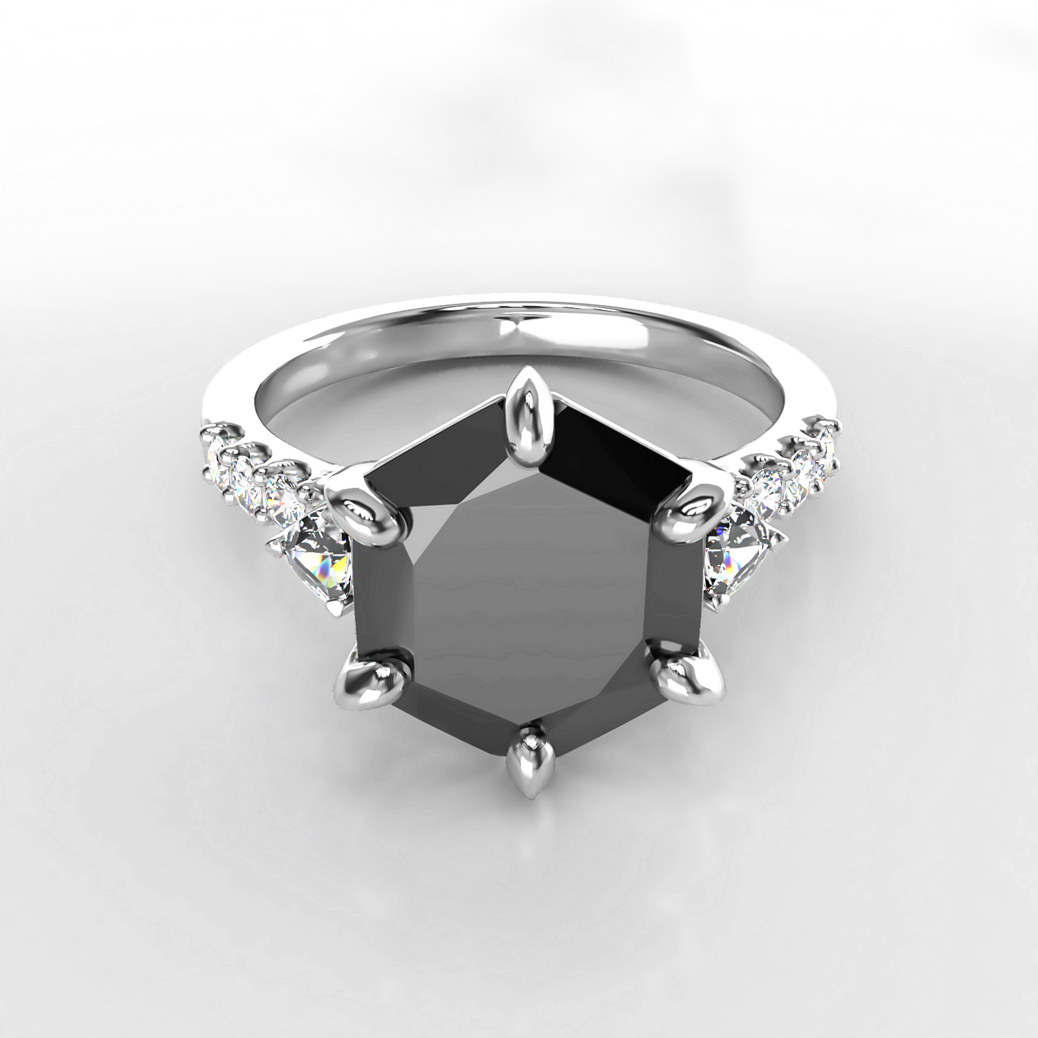 Midnight: Black Web Cut Diamond Engagement Ring - Neil Rayment Goldsmiths