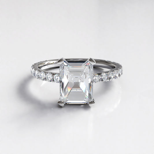 Prime: Platinum Emerald Cut Diamond Engagement Ring