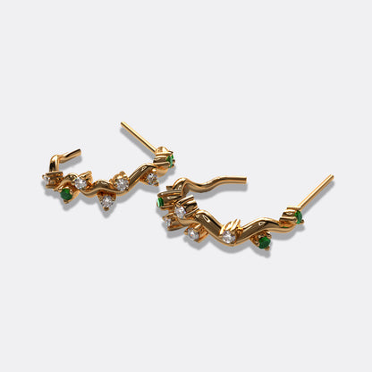 Diamond and Emerald 18ct Yellow Gold Cluster Earrings