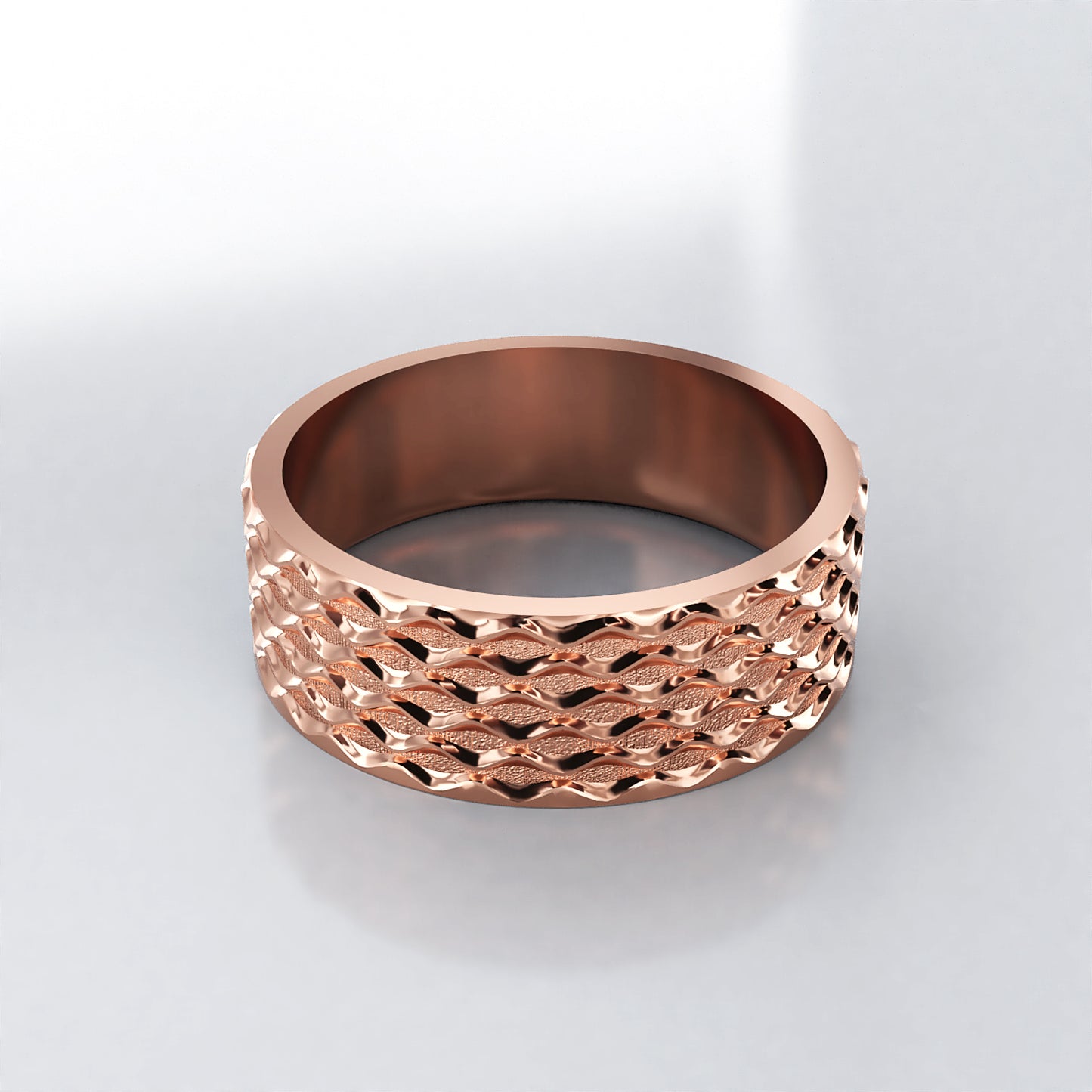 Rolling Wave: Platinum Textured Men's Wedding Ring