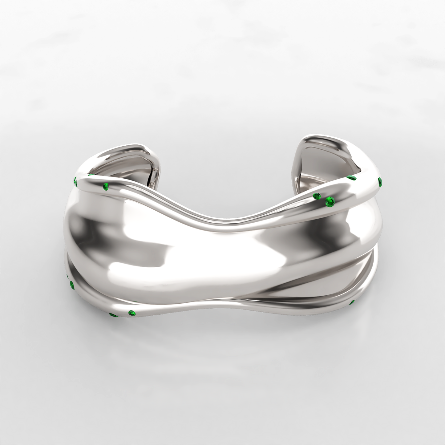 Bone Cuff: Sterling Silver Tsavorite Cuff Bangle