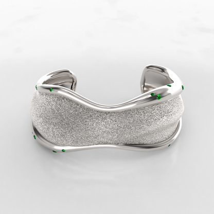 Bone Cuff: Sterling Silver Tsavorite Cuff Bangle