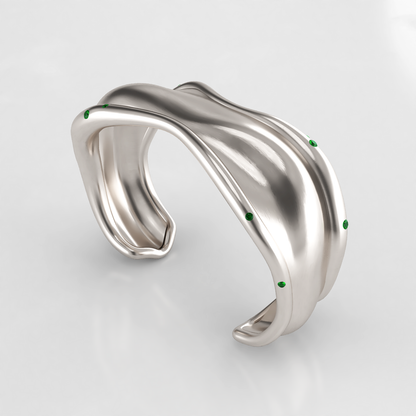 Bone Cuff: Sterling Silver Tsavorite Cuff Bangle