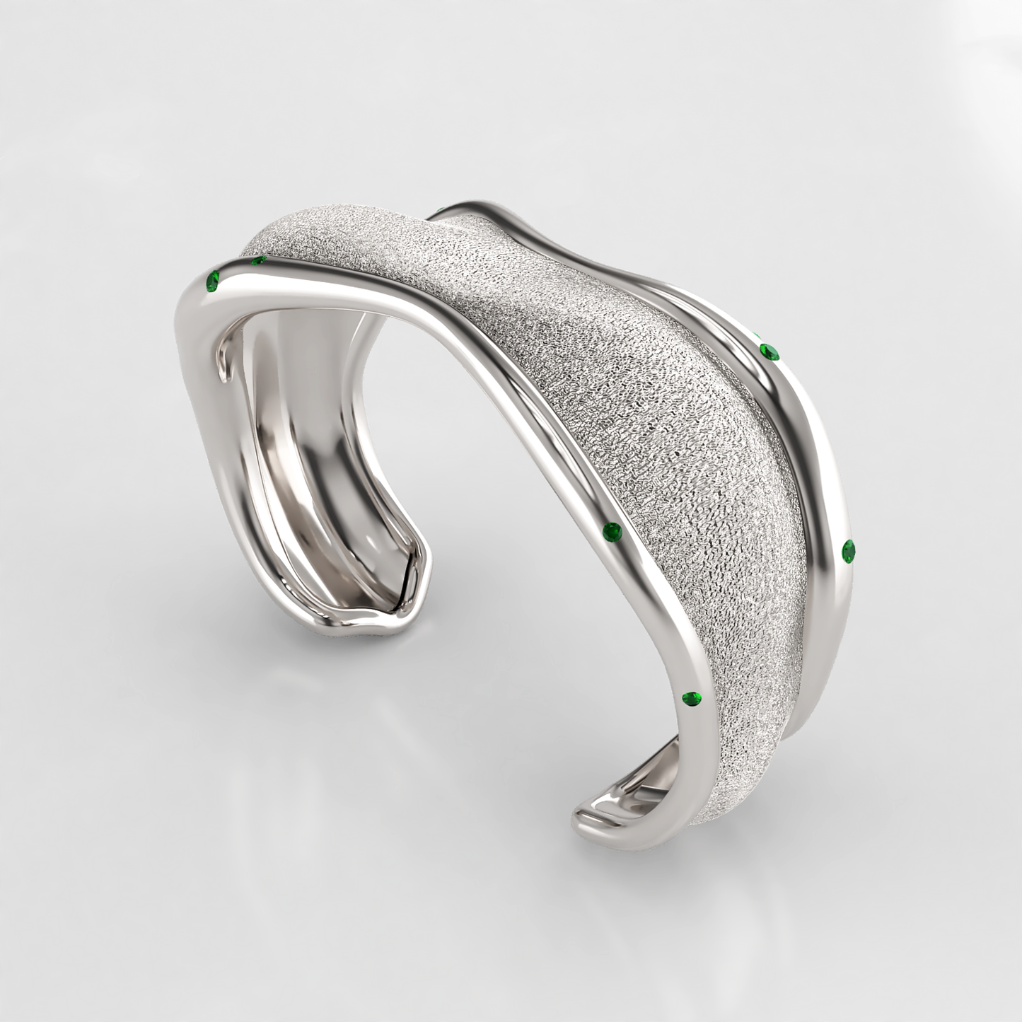 Bone Cuff: Sterling Silver Tsavorite Cuff Bangle