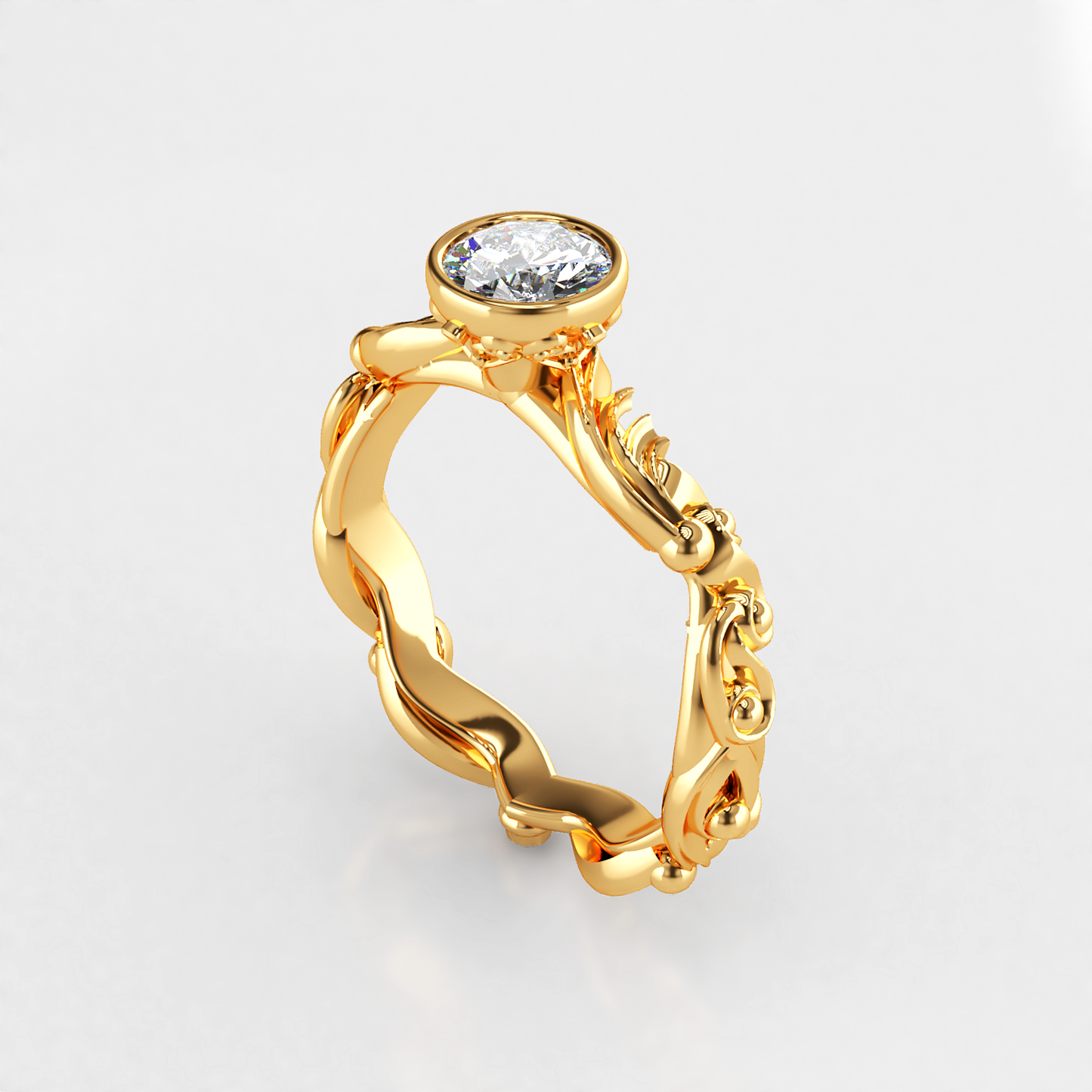 Vintage: Floral Diamond Engagement Ring in 18ct Yellow Gold