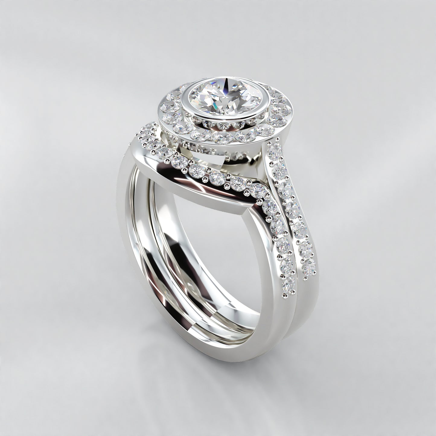 Luminous Halo: 18ct White Gold Diamond Halo Engagement Ring