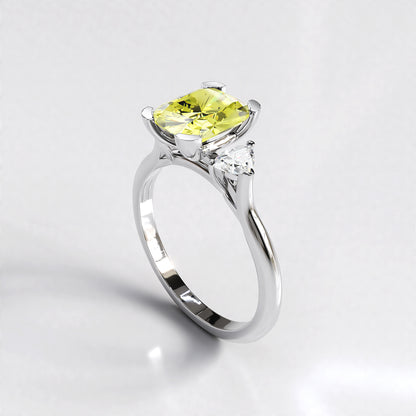 Sunshine: 1ct Yellow Diamond Platinum Engagement Ring with Diamond Shoulders