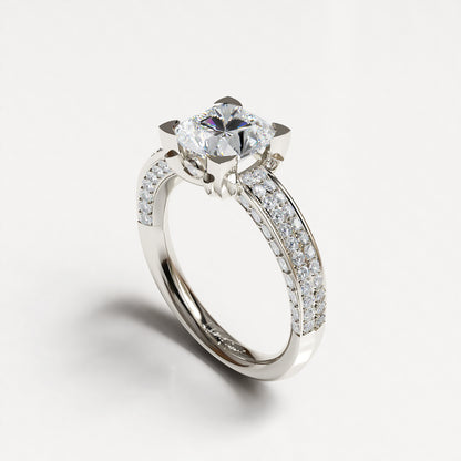 Eternal Adorn: 18ct White Gold Cushion Cut Diamond Engagement Ring