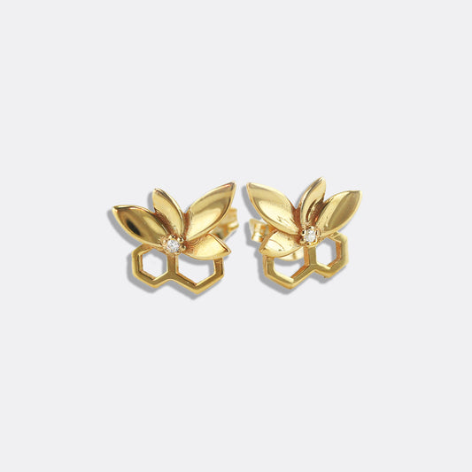 Bee Alive: 18ct Yellow Gold Plated Stud Earring
