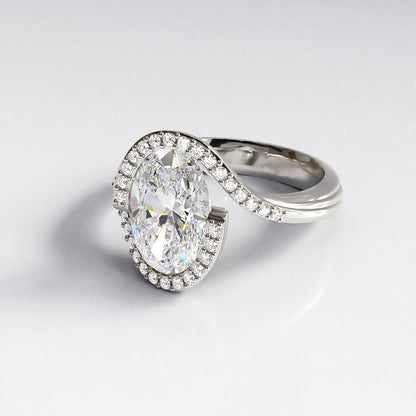Oval Elegance: 2ct Diamond Engagement Ring in 18ct White Gold