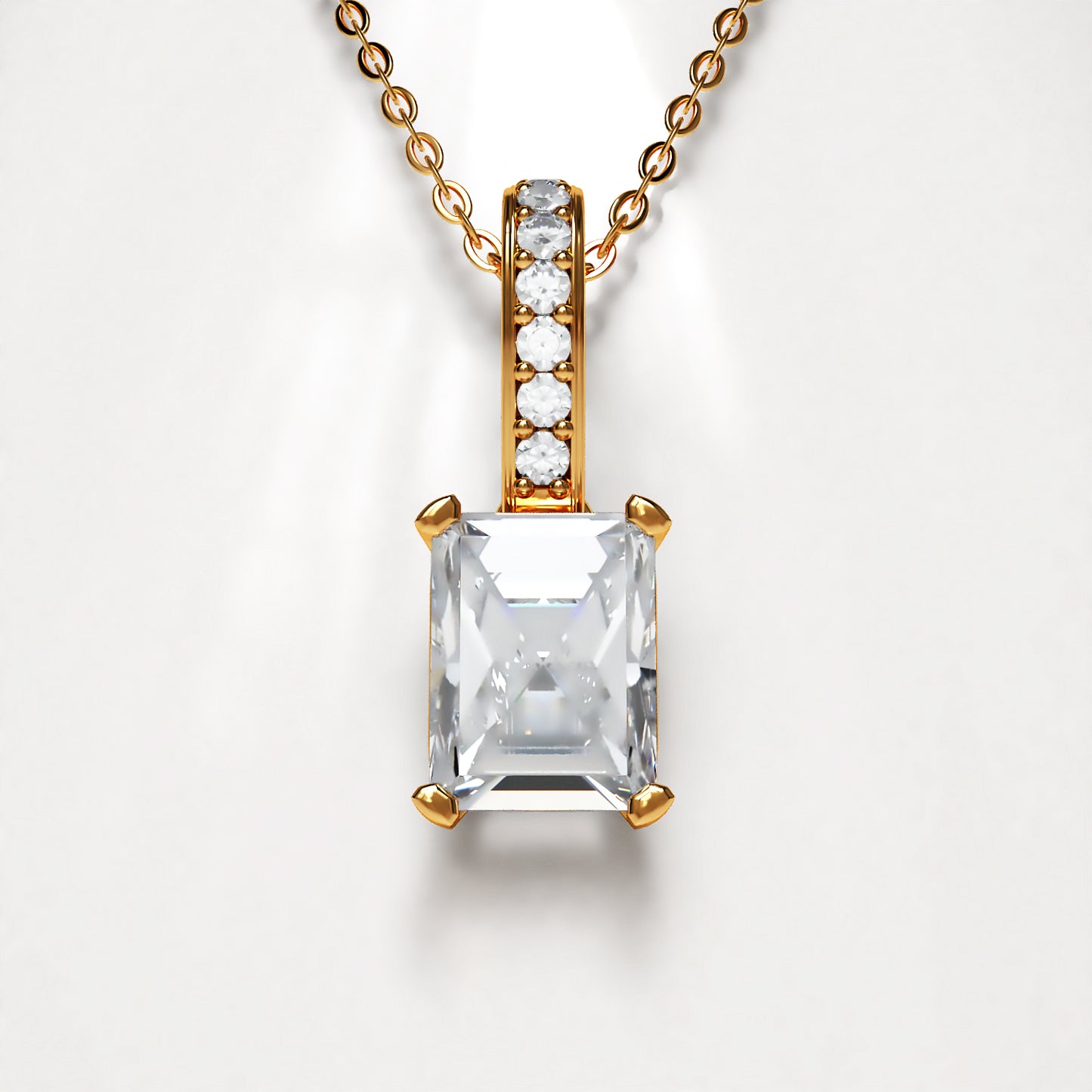 Prime: Platinum Emerald Cut Diamond Pendant