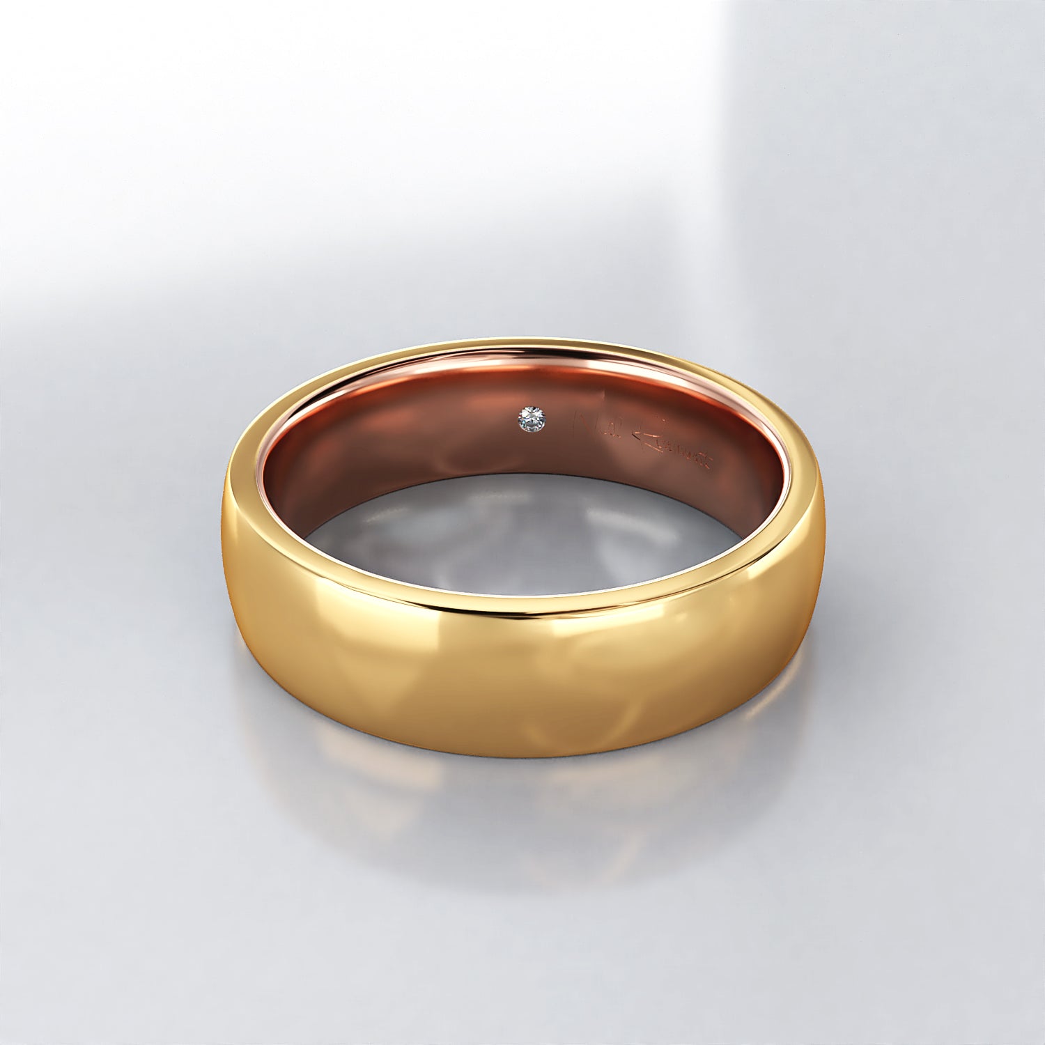 Mens wedding ring on sale white and rose gold