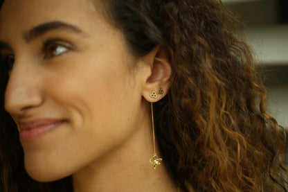 Bee Alive: 18ct Yellow Gold Plated Honeycomb Stud Earrings