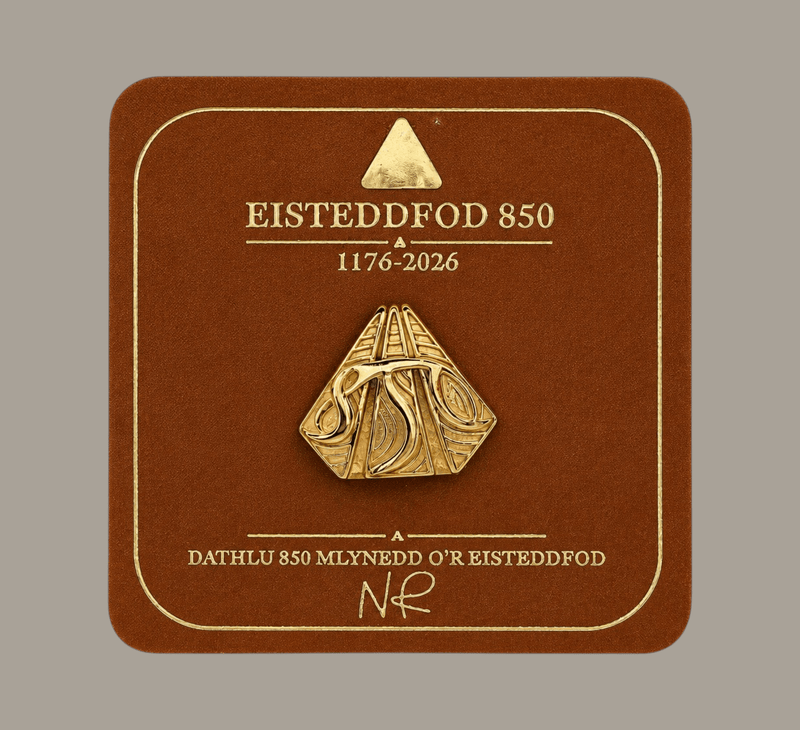 Eisteddfod 850 brass lapel pin handmade by Neil Rayment