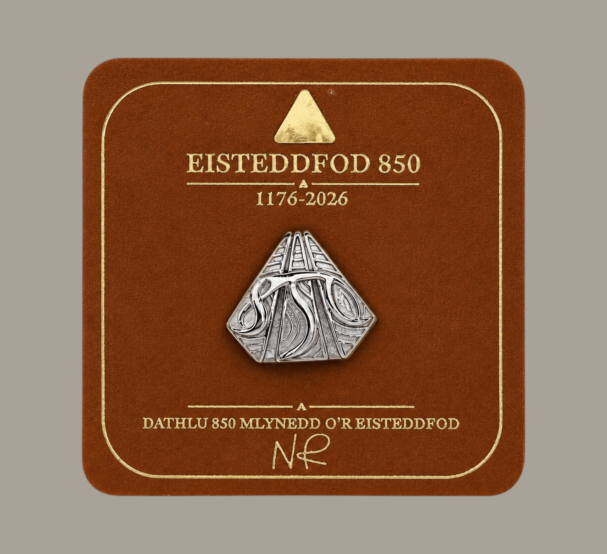 Sterling silver Eisteddfod 850 lapel pin on commemorative Welsh heritage backing card