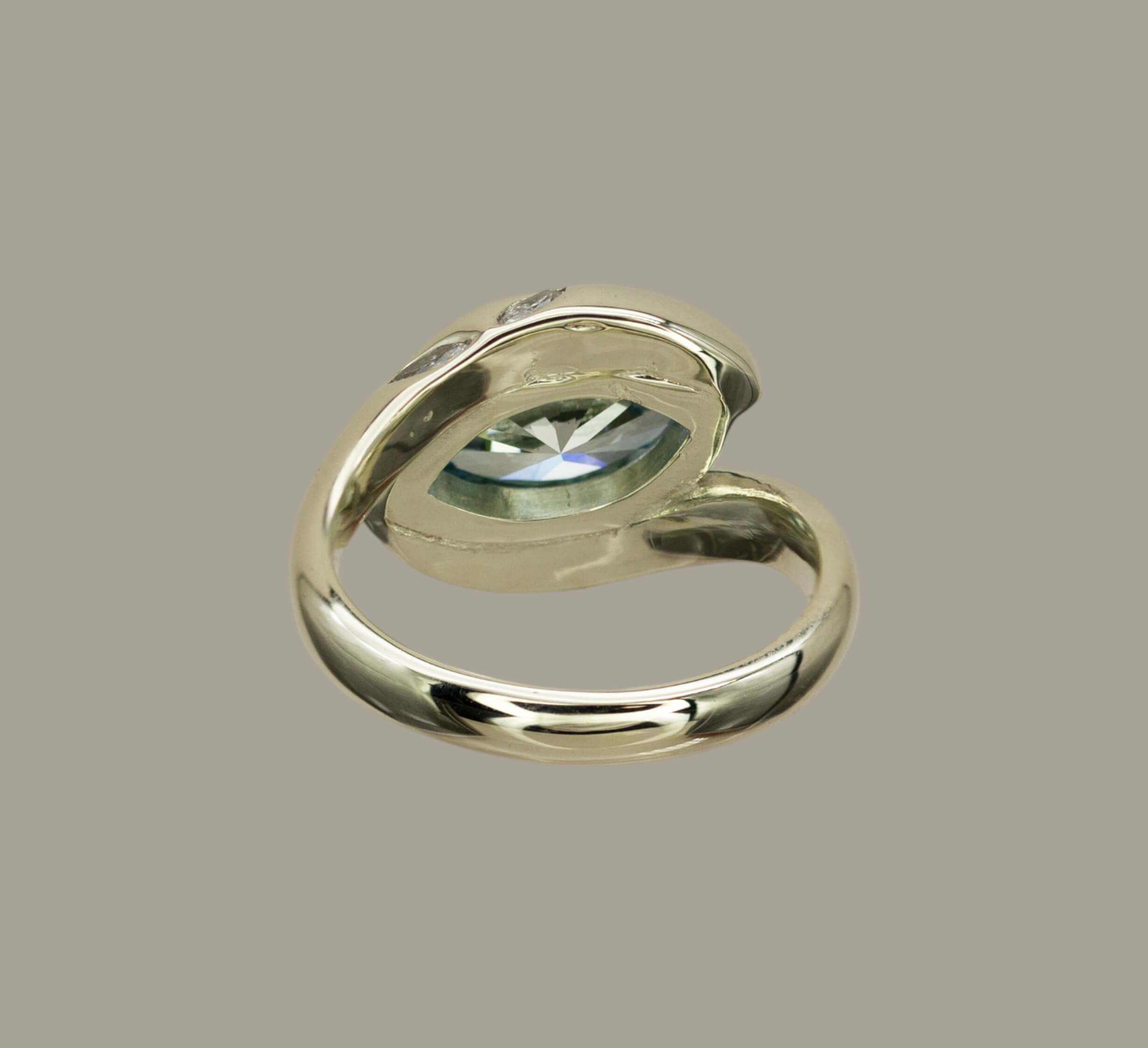 Marquise Blue Diamond Organic Ring (9ct White)