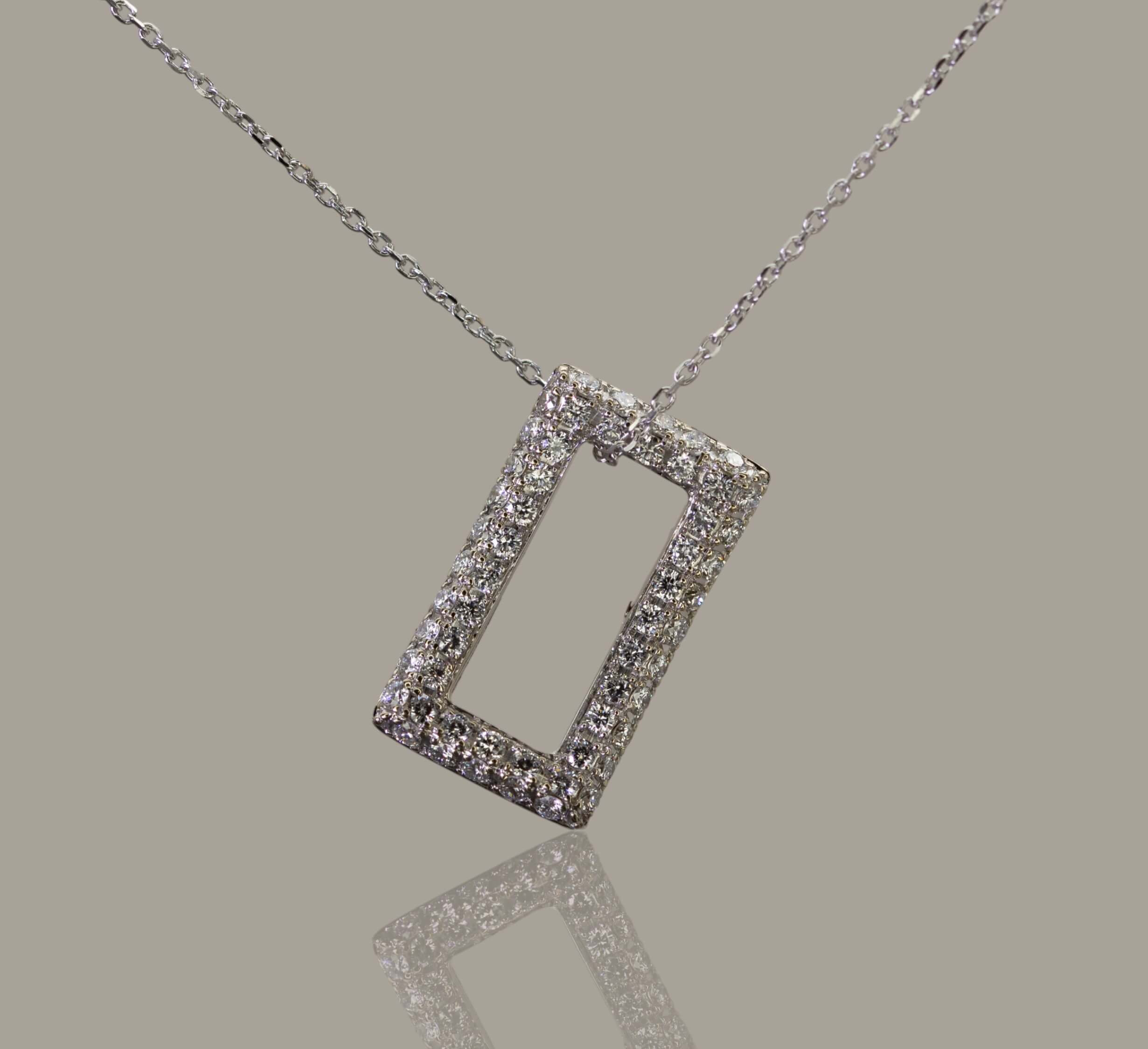 Rectangular Diamond Set Pendant (9ct White)