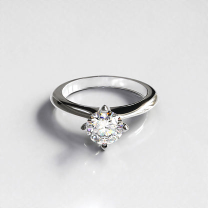 Clara: Four Claw 1ct Round Diamond Engagement ring in 18ct Rose Gold with Platinum Collet