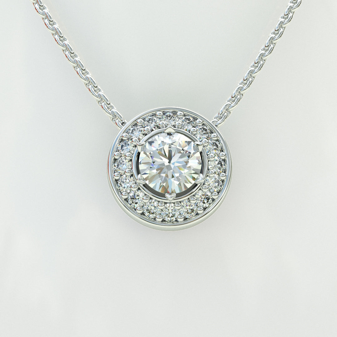Etiquette: 18ct White Gold Diamond Pendant.
