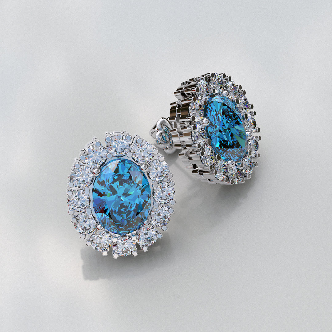 A Pair of Vintage Platinum Diamond & Emerald Earrings BY RAYMOND YARD -  Fereshteh Broumand Inc