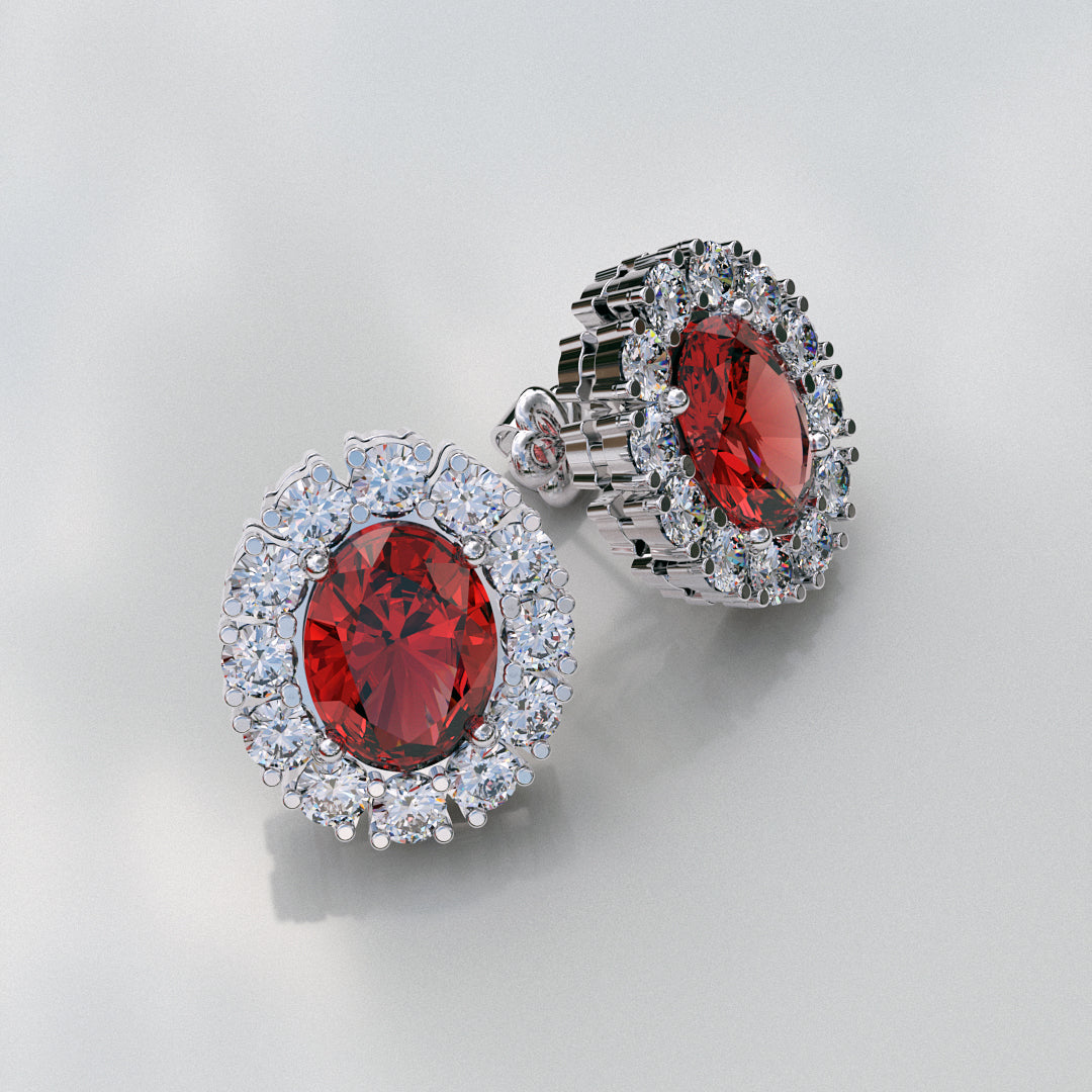 Red diamond hot sale stud earrings